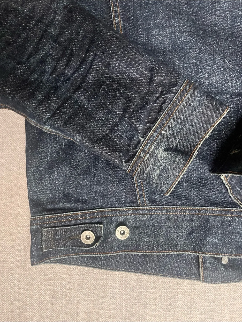 Men's Kaihara Japanese Denim Classic Trucker Jacket in Dark Indigo Wash